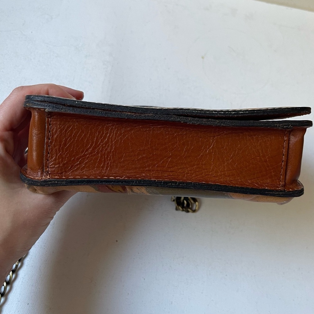Patricia Nash Antolina Leather Satchel Crossbody Top Handle Mini Bag Palm Leaves - Picture 7 of 7
